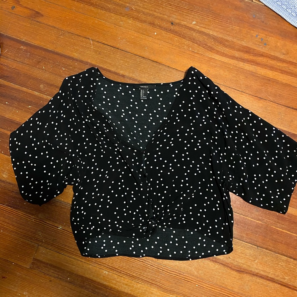Forever 21 polka dot button down blouse